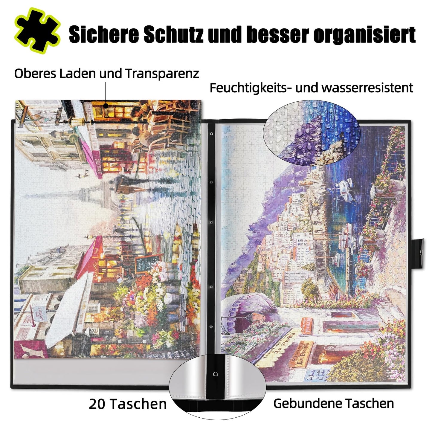 ALL4JIG Puzzle Storage Folder Keeper for Jigsaw Enthusiasts Puzzle Space-Saving Organizer Accessories for Adults Holds 20 Puzzles, HD Film Pockets