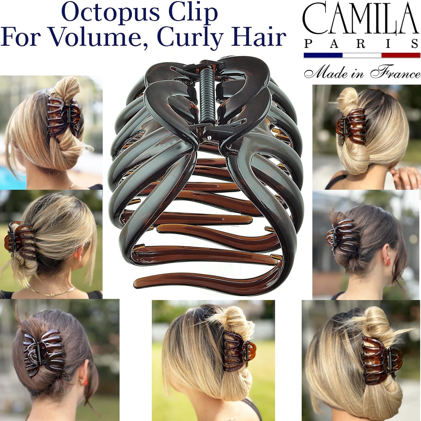 Camila Paris AD718 Octopus French Hair Clips for Women Thick Hair, Large Hair Clips for Thick Hair for Curly Wavy Long Hair, Strong No-Slip Grip Hair