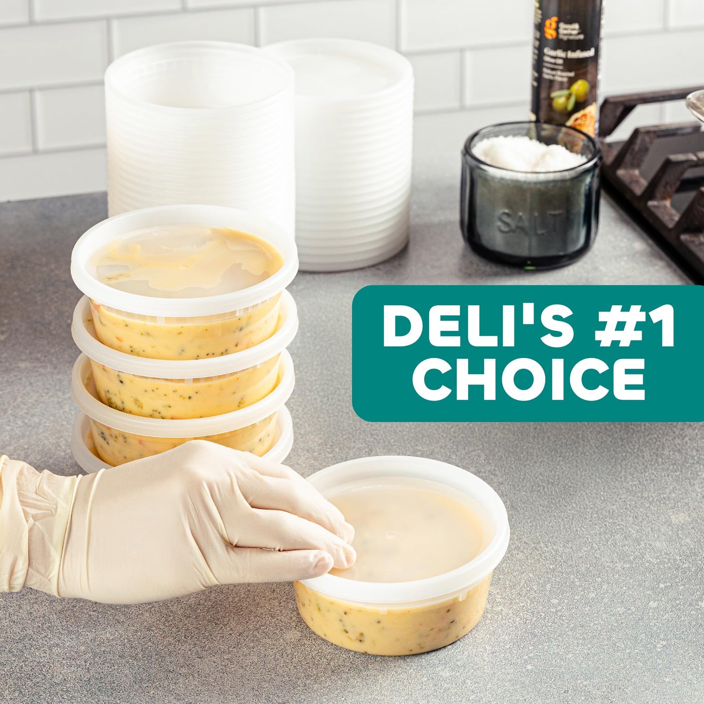 JoyServe Deli Food Containers with Lids - (24 Pack) 8 Sets of Each Size - 8 Oz - Cup / 16 Oz - Pint / 32 Oz - Quart Sizes Food Storage Takeout Meal…