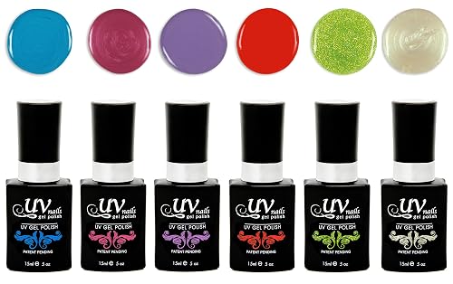 UV-NAILS Gel nail polish cure with UV or LED nail lamp gel polish for nails Set of 6 (TEL AVIV) Beauty & Personal Care UV-NAILS