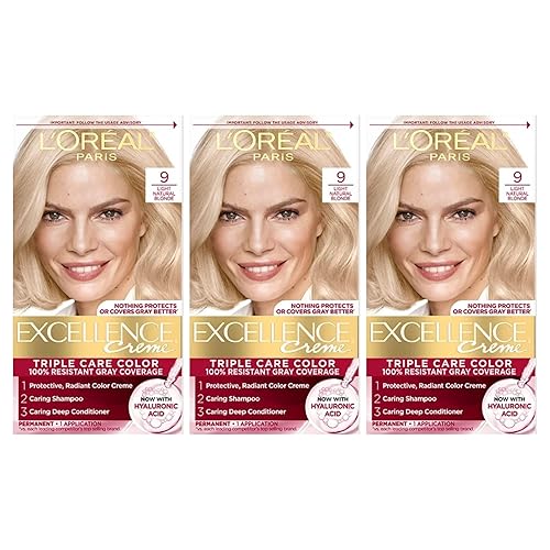 L’Oreal ParisExcellence Creme Haircolor, Light Natural Blonde 9 (Pack of 3)