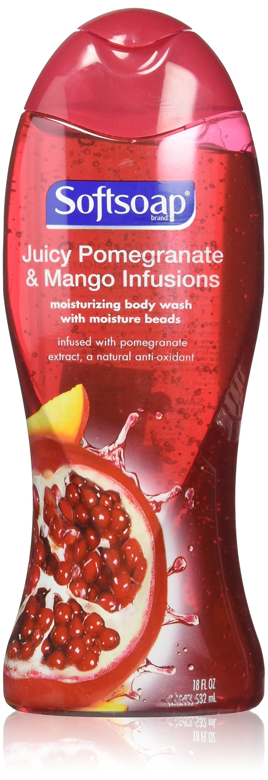 Softsoap Juicy Pomegranate & Mango Infusions Moisturizing Body Wash with Moisture Beads, 18 Ounce, (Pack of 3)