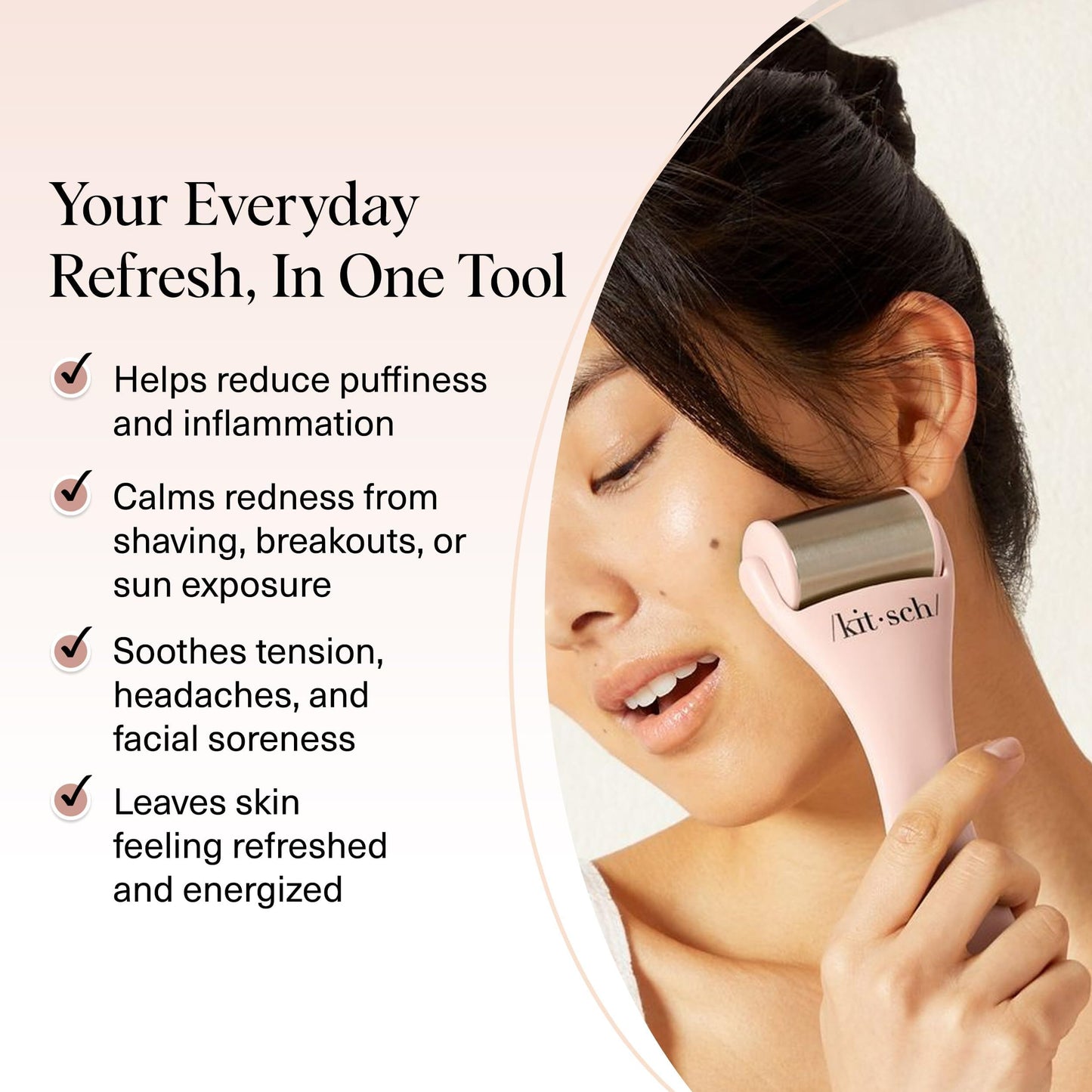 Kitsch Ice Roller for Face - Stainless Steel Face Ice Roller to Reduce Puffiness, Redness & Headaches - Cooling Facial Roller for Skin Care