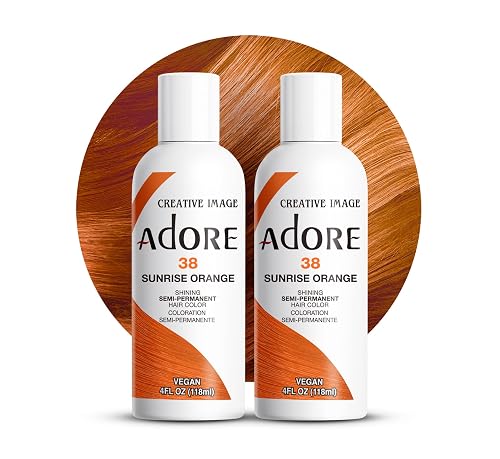 Adore Semi Permanent Hair Color (038 Sunrise Orange) (2 Pack) | Vegan & Cruelty-Free Orange Hair Dye | No Ammonia, No Peroxide, No Alcohol | 4 Fl Oz