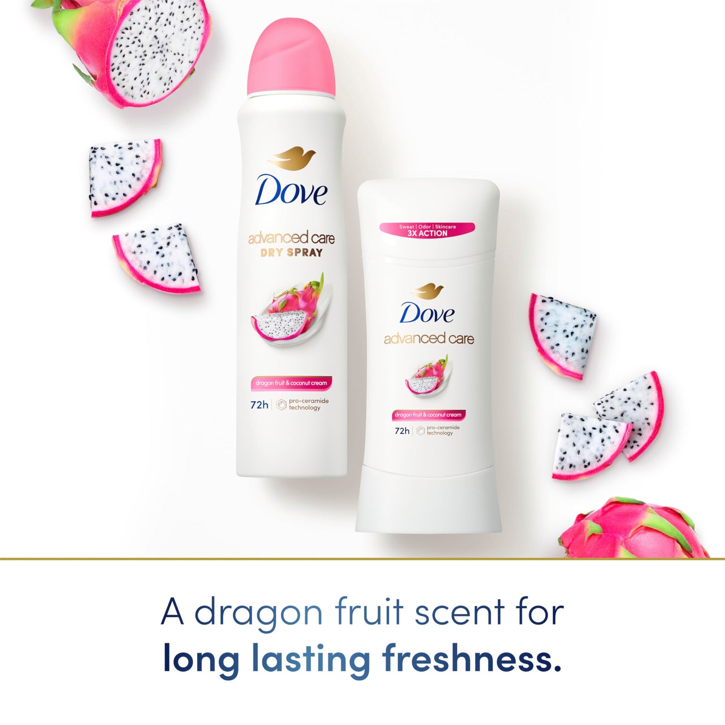 Dove Advanced Care Antiperspirant Deodorant for Women Dragon Fruit & Coconut Cream 3 pack 72 hour sweat and odor protection 2.6 oz Beauty and Personal Care Dove