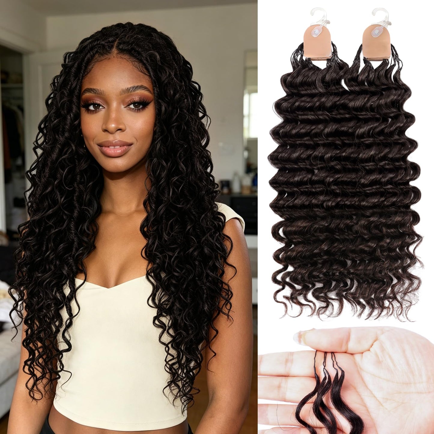 Miracle Knots Crochet Human Hair, Pre-Separated Deep Wave Crochet Hair for Black Women, Easy Install Hook Design, Invisible Natural Look, Lightweight Beauty and Personal Care DRESSMAKER Default Title