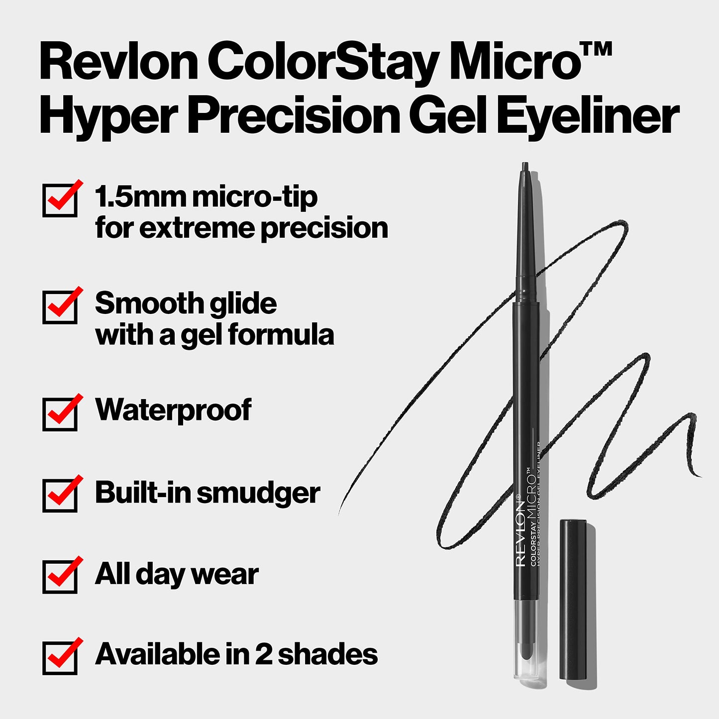Revlon Gel Eyeliner, ColorStay Micro Hyper Precision Eye Makeup with Built-in Smudger, Waterproof, Stocking Stuffer for Women, 215 Brown, 0.002 oz