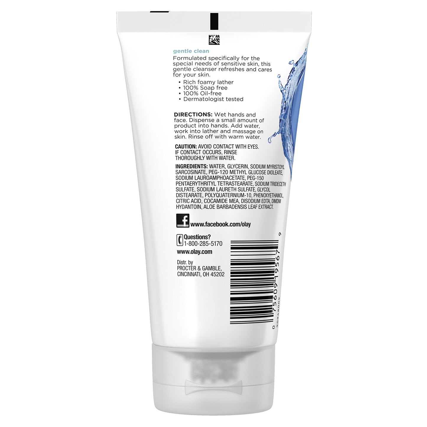 Olay Gentle Clean Foaming Face Cleanser for Sensitive Skin, 5 Ounce tube 226.8 grams