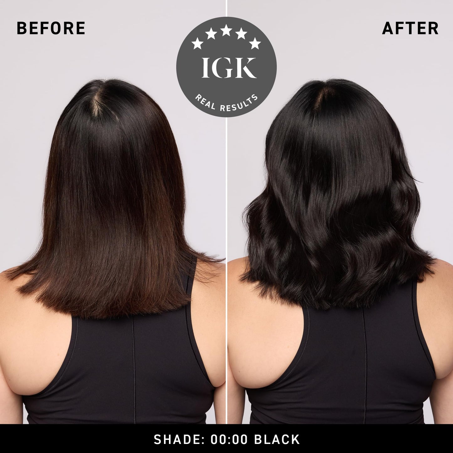 IGK Permanent Hair Color Kit | 2N 00:00 - Black | 100% Gray Color Coverage + Strengthen + Shine | Ammonia Free