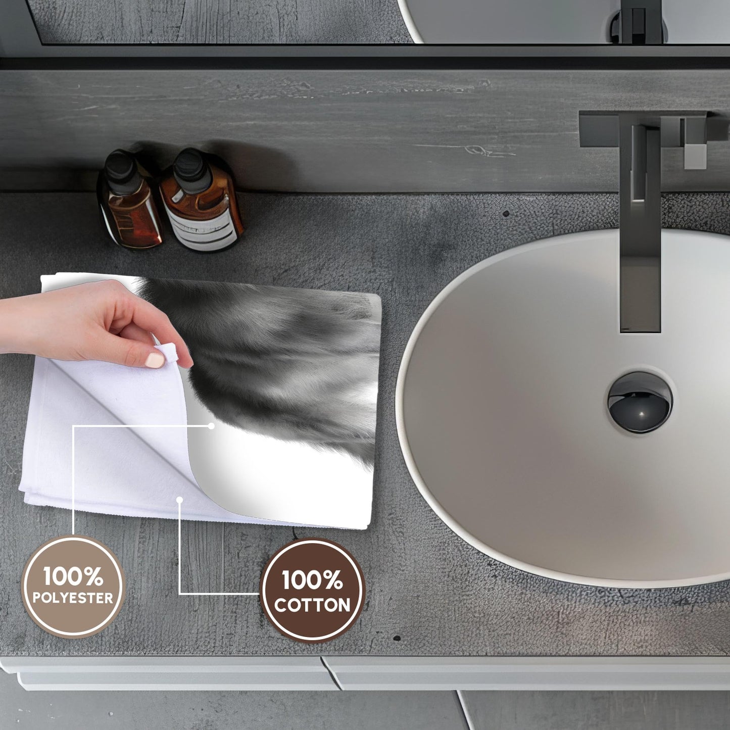 3D Rose TWL_234154_1 Grey Wolf Towel, 15" x 22"