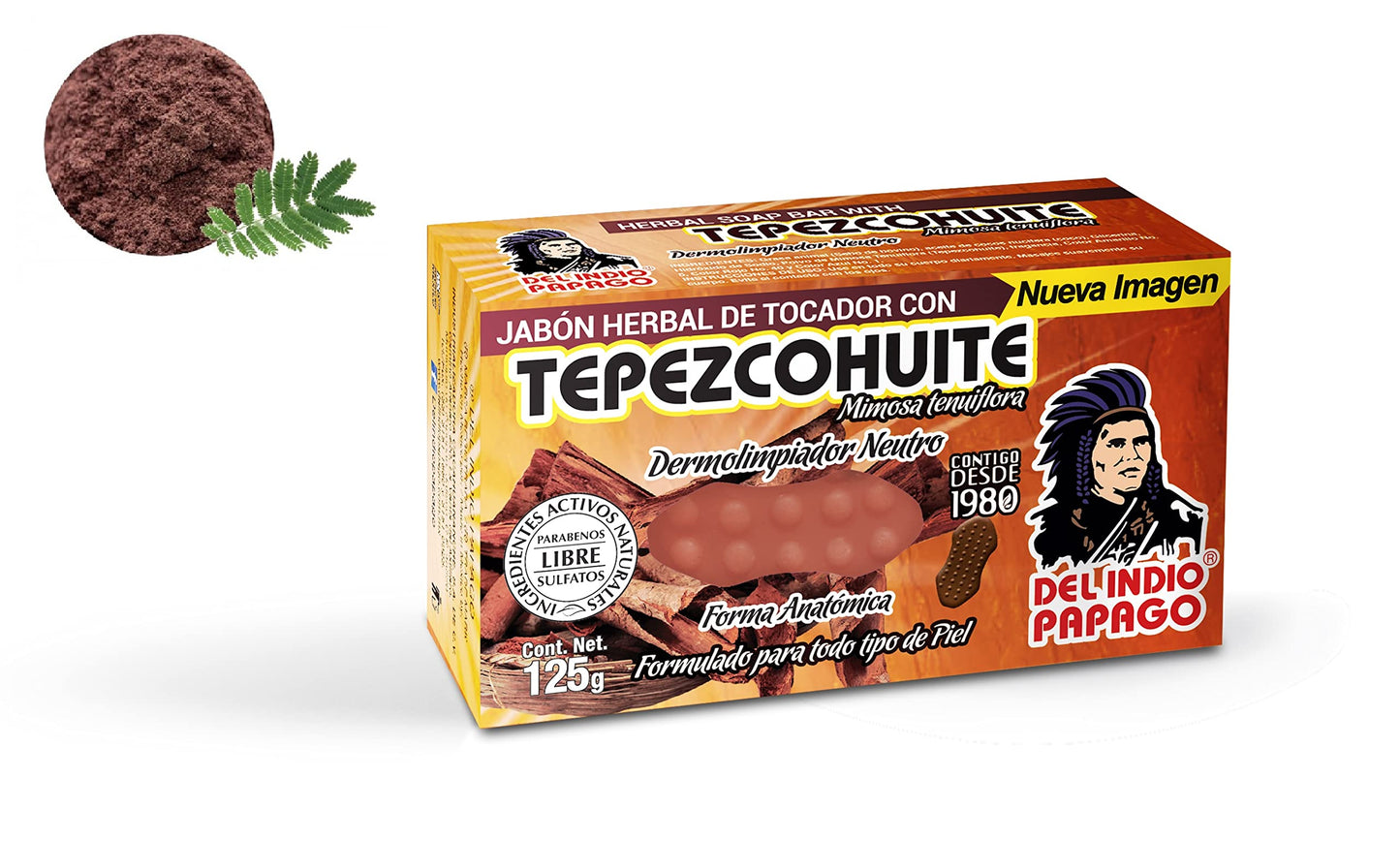 DEL INDIO PAPAGO Tepezcohuite Night Facial Skin Cream 60g / 2.02 Fl Oz + Neutral Soap with Tepezcohuite 125g - Mexican Beauty - For All Skin Types