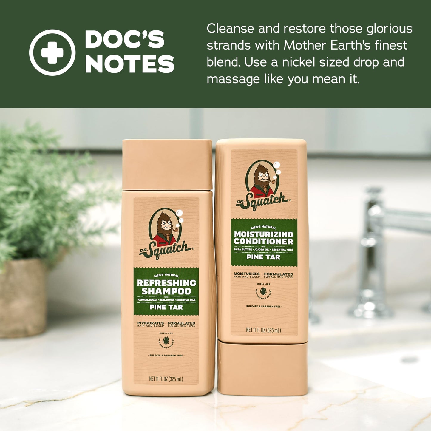 Dr. Squatch Men's Natural Shampoo and Conditioner Set - Sulfate & Paraben Free Natural Shampoo and Conditioner for Men - Scalp Nourishing Formula