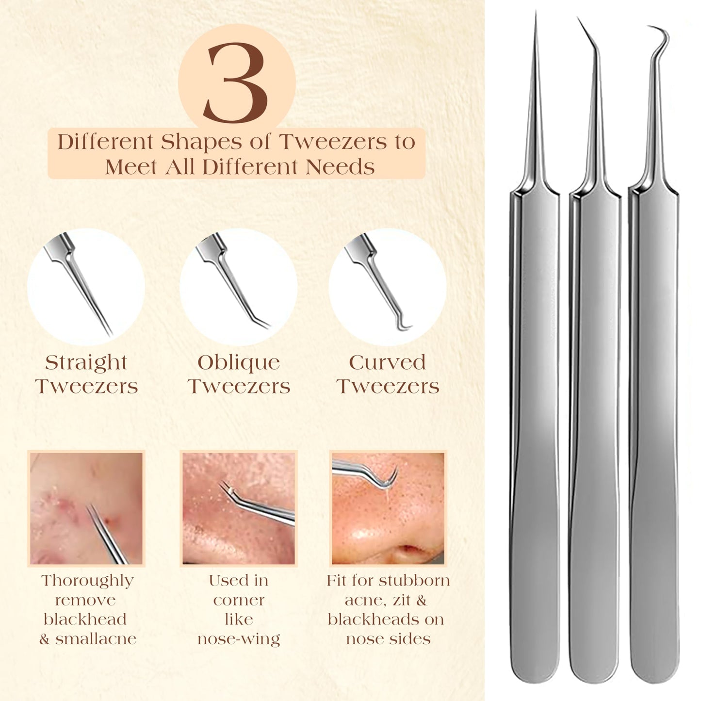 22 Pcs Pimple Popper Tool Kit 410 Stainless Steel Blackhead Remover Tools, Pimple Extractor Tool Kit for Blackheads, Blemish, Comdone, Acne, Zit, Beauty and Personal Care DERMATED