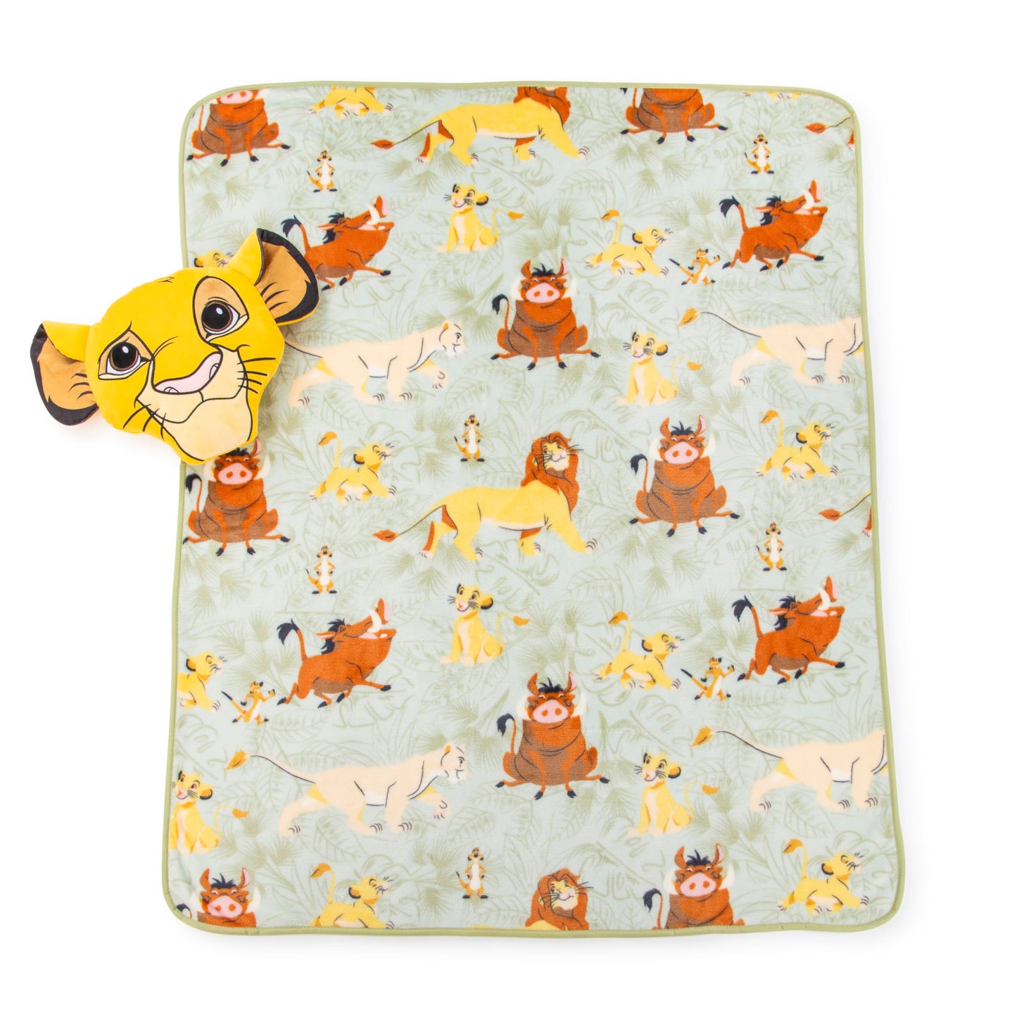 Jay Franco Disney Lion King Simba Nogginz Set - 40 x 50 Inch Lightweight Travel Throw Blanket & Plush Pillow with - Kids Super Soft 2 Piece Safari…