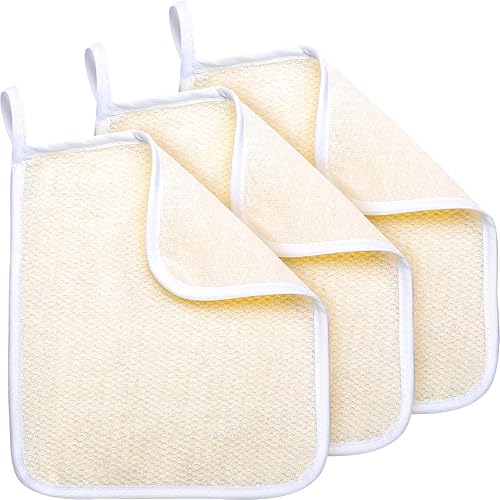 Tatuo 3 Pack Wash Cloths Exfoliating Washcloth Soft Shower Washcloth Exfoliating Face and Body Wash Cloths Towel Weave Bath Cloth Massage Bath Towel