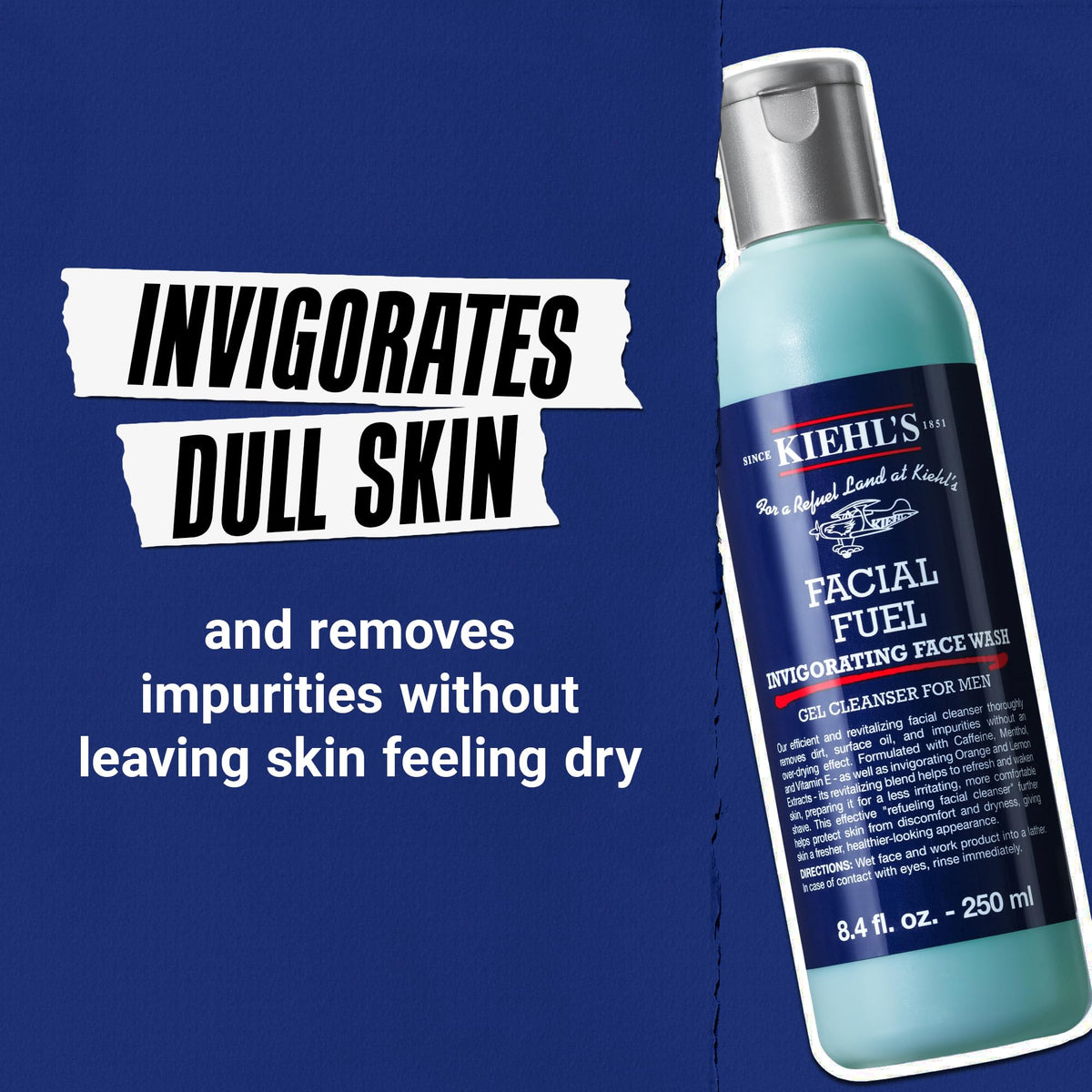 Kiehl's Facial Fuel Face Wash, Refreshing + Invigorating Men's Gel Cleanser, with Caffeine, Vitamin E and Menthol, Non-Drying Formula Moisturizes Beauty and Personal Care Kiehl's