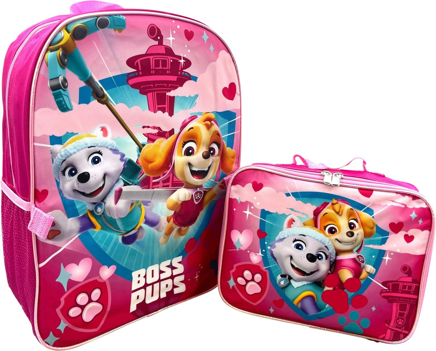 Group Ruz Nickelodeon Girl Paw Patrol 16" Backpack With Detachable Matching Lunch Box (Pink-Pink)