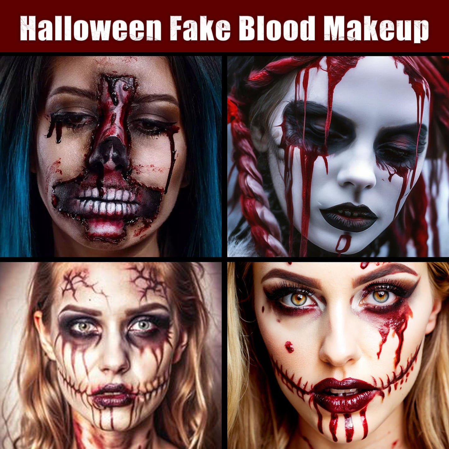 Halloween Fake Blood Spray, Blood Splatter Fake Blood Washable, Fake Blood for Clothes and Zombie Monster Vampire Clown, Cosplay Party Makeup
