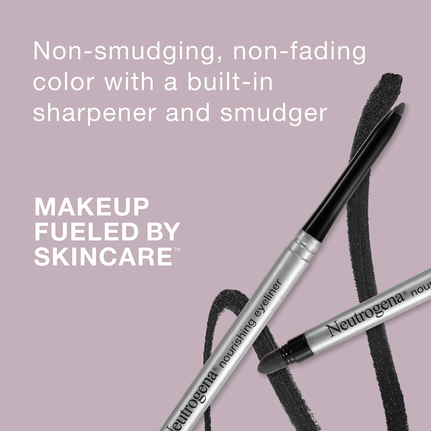 Neutrogena Nourishing Eyeliner Pencil, Built-in Sharpener for Precise Application and Smudger for Soft Smokey Look, Luminous, Nonfading