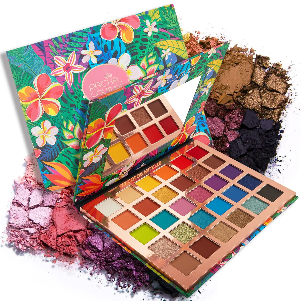 Rachel Couture Makeup Palette with Natural Ingredients & Pure Pigments | Vegan & Cruelty-Free | Infused with Natural Botanical Extracts - 30 Colors