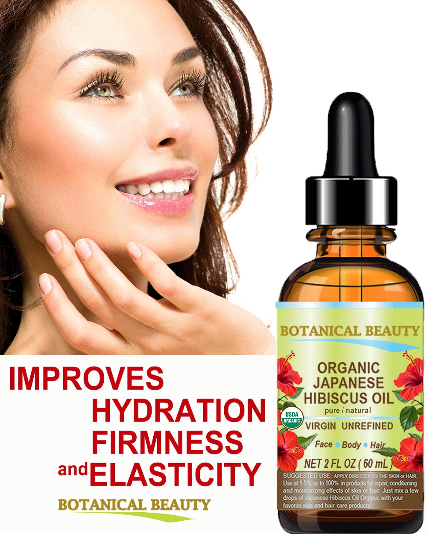 Botanical Beauty Organic HIBISCUS OIL (Hibiscus Sabdariffa) JAPANESE 100 Pure Natural VIRGIN UNREFINED COLD PRESSED Anti Aging, Vitamin E Oil