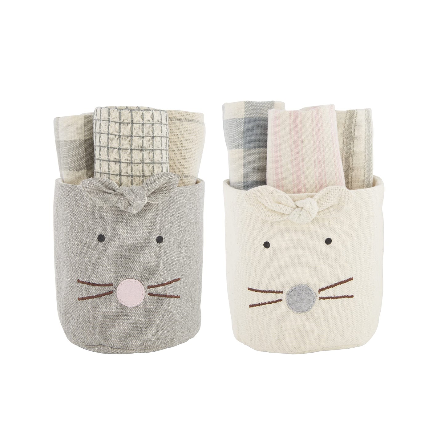 Mud Pie Easter Bunny Bucket Towel Set, Gray, 4.25" x 4.75"
