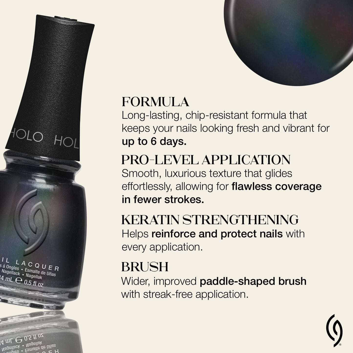 China Glaze CG Nail Lacquer Shadow Banned - Holographic Black Nail Polish, Quick Dry Iridescent Shift, High-Gloss Finish for Salon Quality DIY Beauty & Personal Care China Glaze