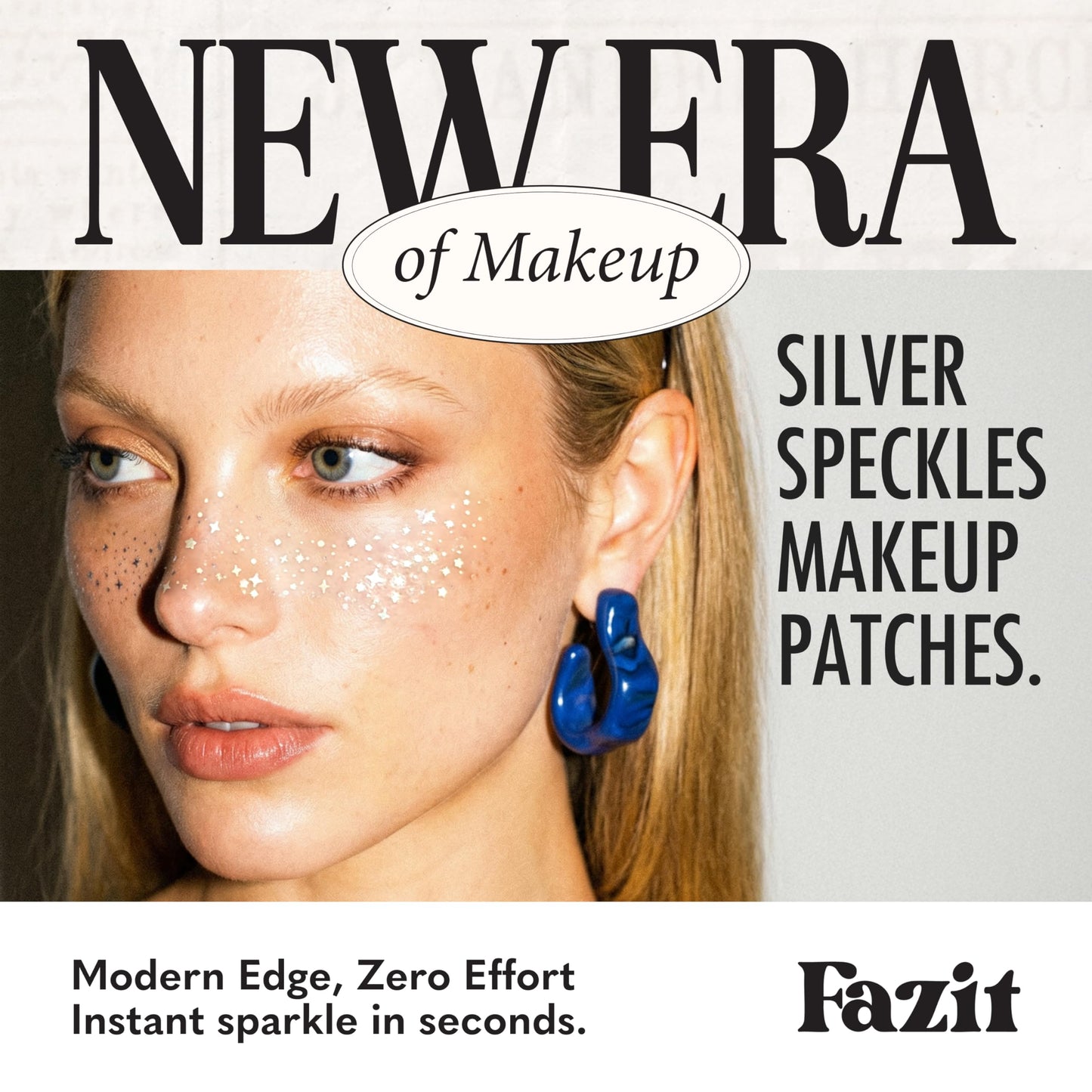 Fazit Silver Speckles - Glitter Freckle Makeup Patches - Shimmering Faux Freckles & Body Glitter - Waterproof, Long-Lasting Instant Glamour