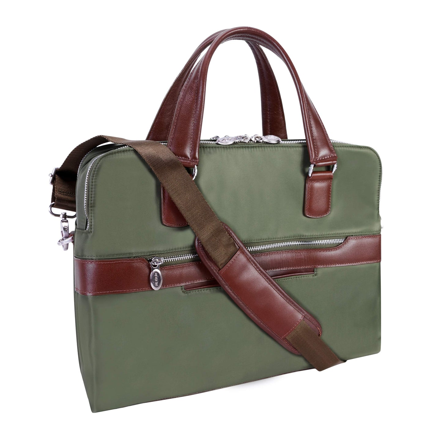 McKleinUSA N Series Hartford Nano Tech-Light Nylon with Leather Trim Nylon Dual Compartment Briefcase Green (18581) One Size