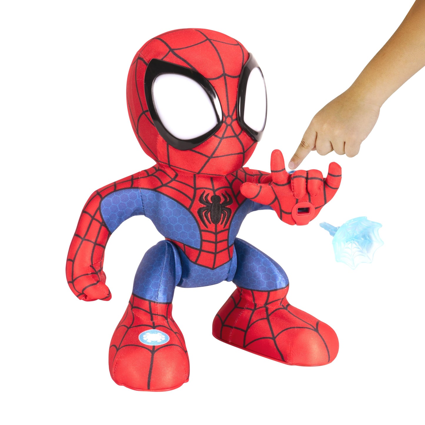 Marvel Spidey and His Amazing Friends Amazing Flip Spidey - 12-Inch Animatronic Plush with Lights, Sounds, and Web Dart Launcher