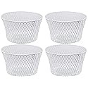 Small Metal Rectangular, Oval and Round Wire Baskets with Handles, Black and White, 4-ct Sets (Round White Without Handles)