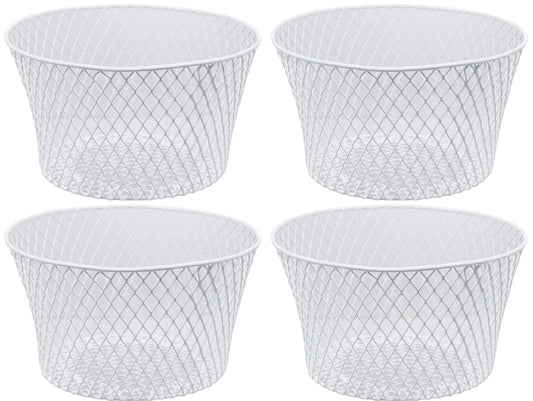 Small Metal Rectangular, Oval and Round Wire Baskets with Handles, Black and White, 4-ct Sets (Round White Without Handles)