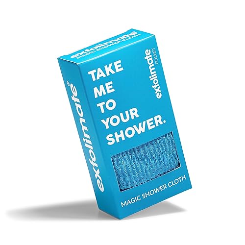ExfoliMATE | Magic Exfoliating Shower Cloth Gently Removes Dead Skin for a Youthful Clear Complexion (Pocket 2.0, Aqua)
