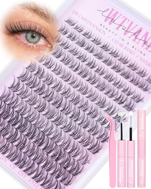Wispy Lash Clusters Kit Venus Invisible Band Eyelash Clusters 8-16mm Lash Extension Kit Natural Lashes Clusters Eyelash Extension Kit with Thin Band Beauty and Personal Care wtvane Default Title