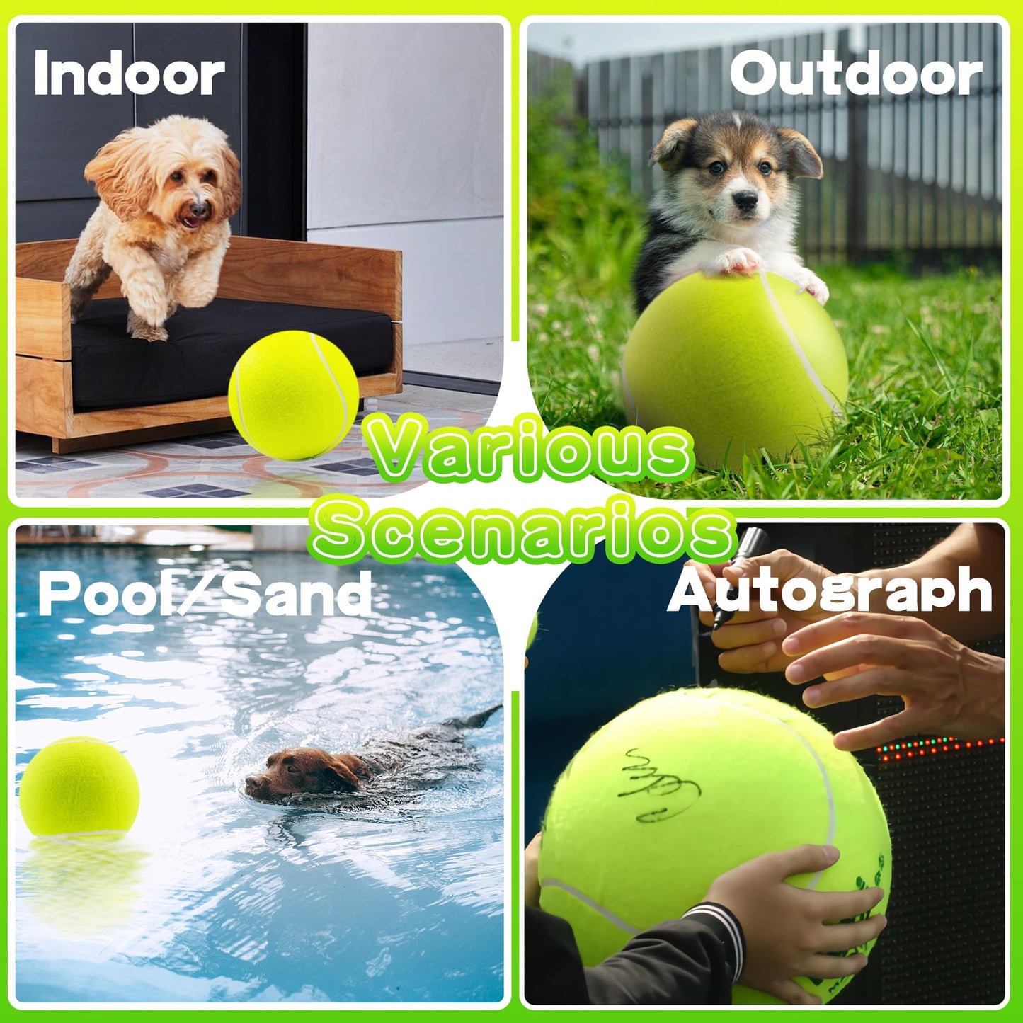 Banfeng Giant 9.5" Dog Tennis Ball – Large Pet Toy for Outdoor Play, Includes Inflating Needles, Fun for Small, Medium & Large Dogs