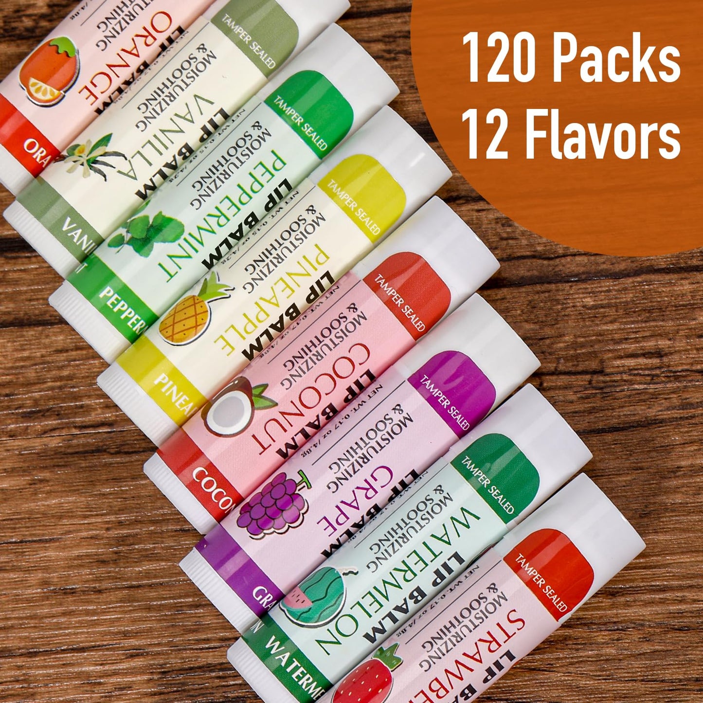 AZEN 120 Pack Lip Balm Bulk, Moisturizing Lip Balms for dry cracked lips, Valentines Gifts Easter Basket Stuffers - 12 Flavors Beauty and Personal Care AZEN