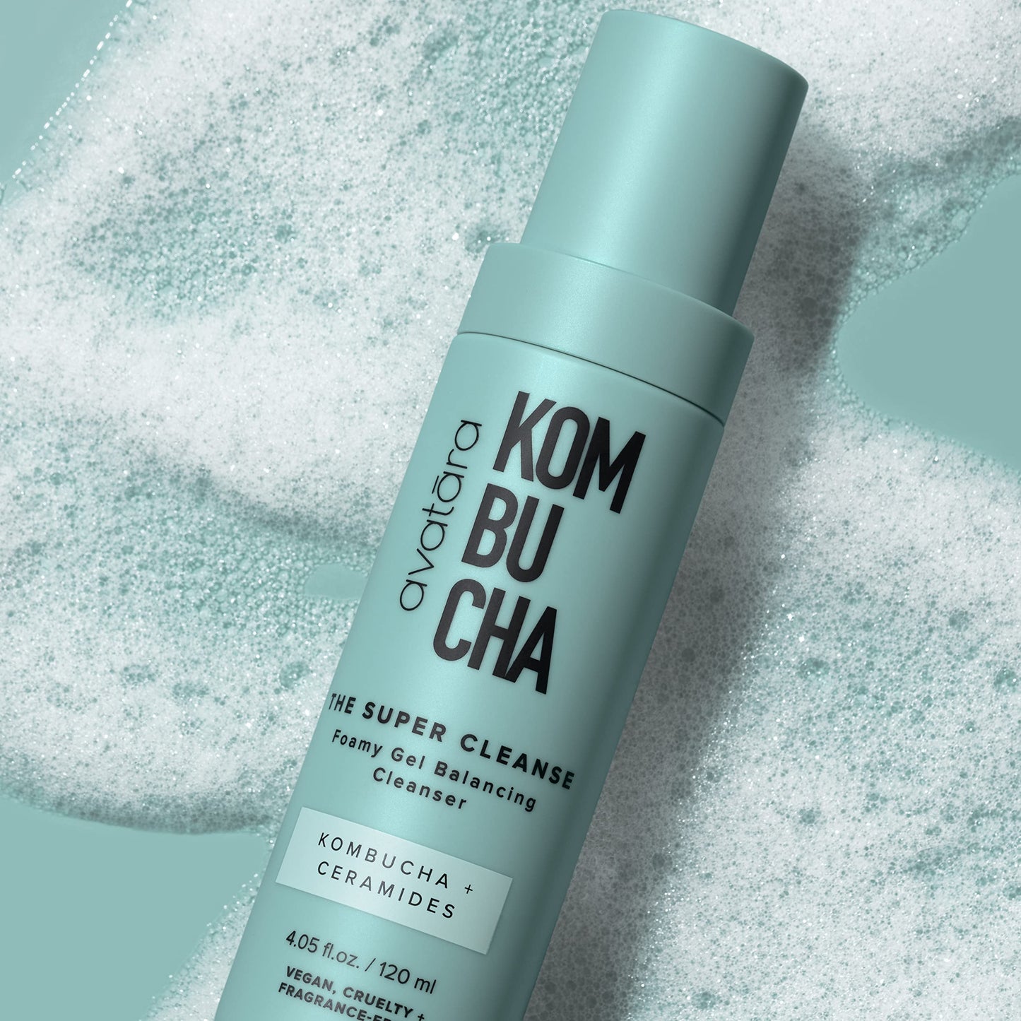 Avatara - Kombucha The Super Cleanse Face Wash, Natural Skin-Balancing Facial Cleanser, Face Cleanser with Hyaluronic Acid and Chicory Root, Skincare
