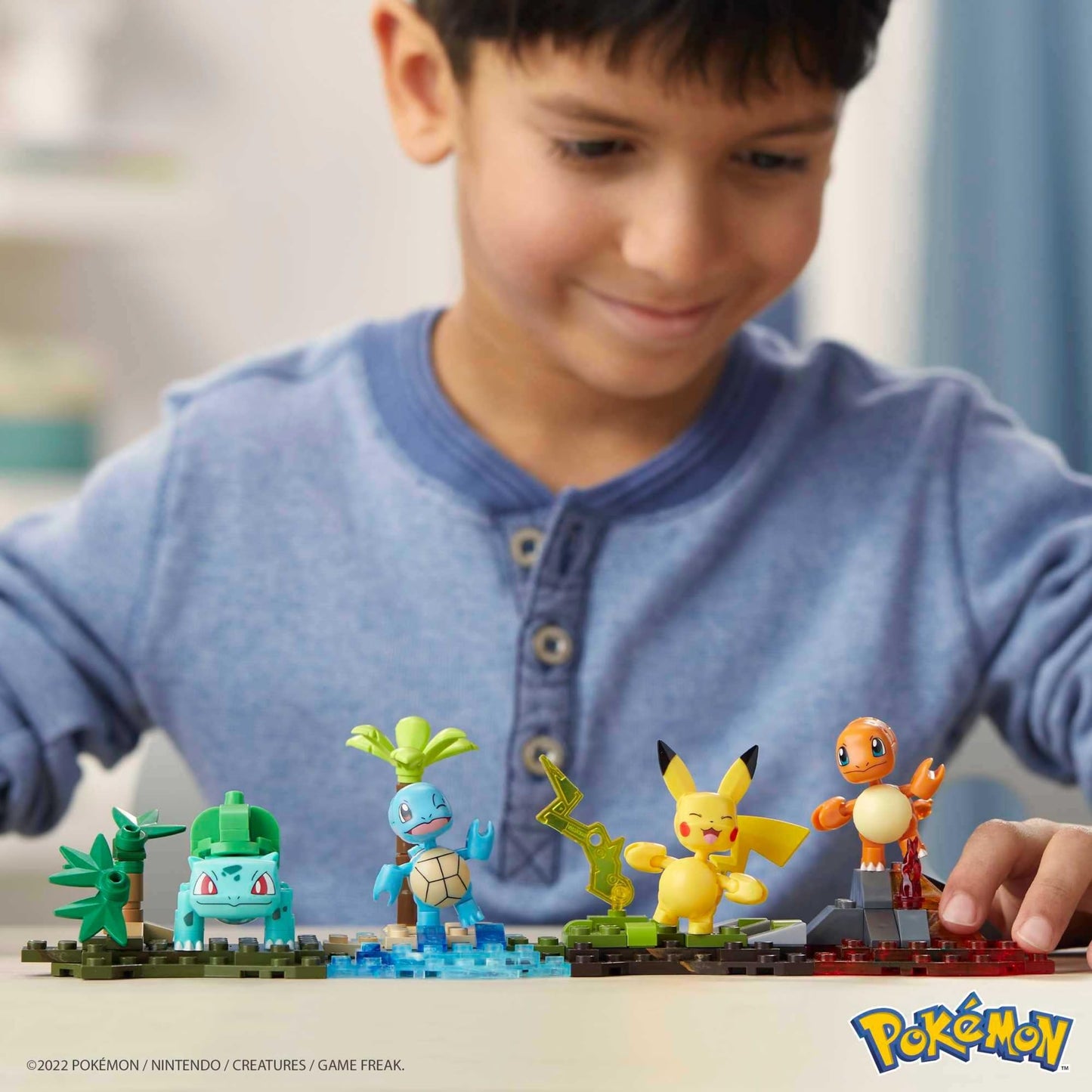 MEGA Pokémon Kanto Region Team Building Set with 130 Pieces, Includes 4 Poseable 2" Figures, Articulated Characters, Fun Toy for Kids