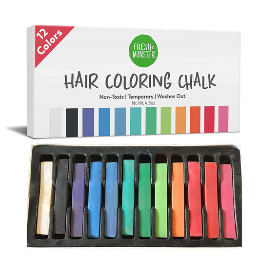 Fresh Monster Temporary Hair Coloring Chalk 12 Bright Colors Washes Out Easily Girls and Boys Non-Toxic and Safe for All Ages, Hair Colors Beauty & Personal Care Fresh Monster