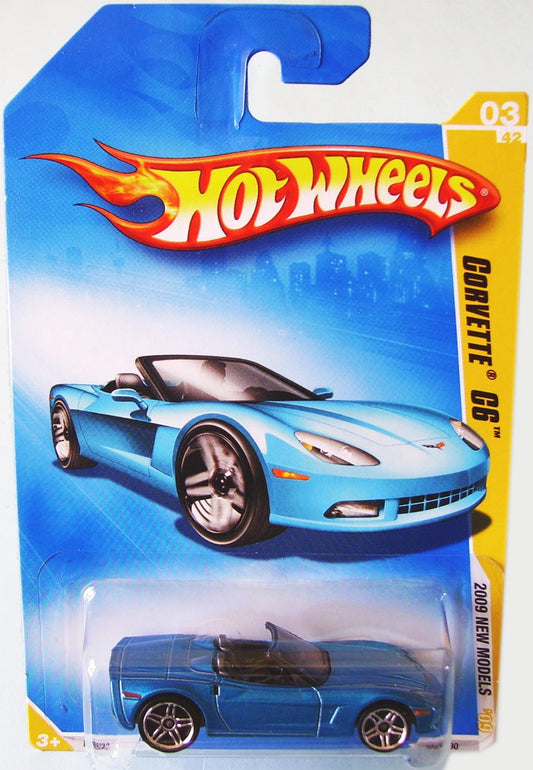 Hot Wheels 2009 Corvette C6 Convertible Blue 03/42, 2009 New Models, 1:64 Scale.