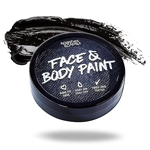 Water Activated SFX Face and Body Paint - Black Face Paint, Special Effects Makeup 18g Cake Tub - Pretend Costume and Dress Up Makeup - Great
