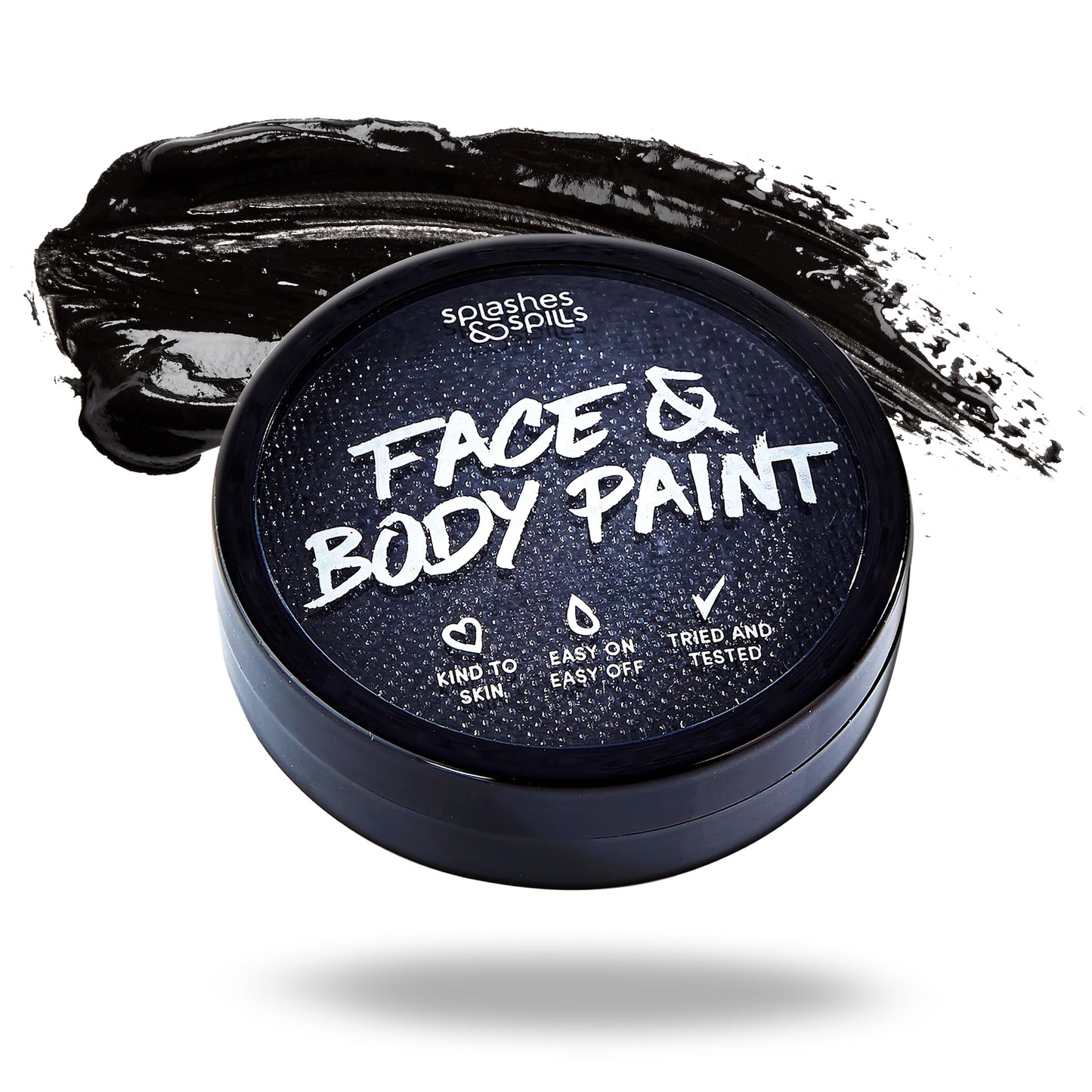 Water Activated SFX Face and Body Paint - Black Face Paint, Special Effects Makeup 18g Cake Tub - Pretend Costume and Dress Up Makeup - Great
