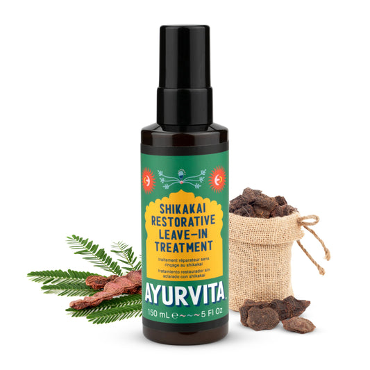 AyurVita Shikakai Restorative Leave-In Conditioner - Herbal Remedy For Dry Scalp and Strands - Moisturizing, Scalp-Cooling Spray - Planet-Friendly