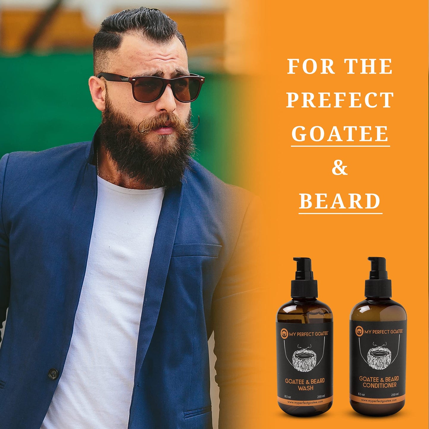 My Perfect Goatee Beard Wash and Conditioner Set for Men - Complete Beard Care Kit - 8.5oz Each - Softens & Strengthens - Eliminates Itch & Dandruff