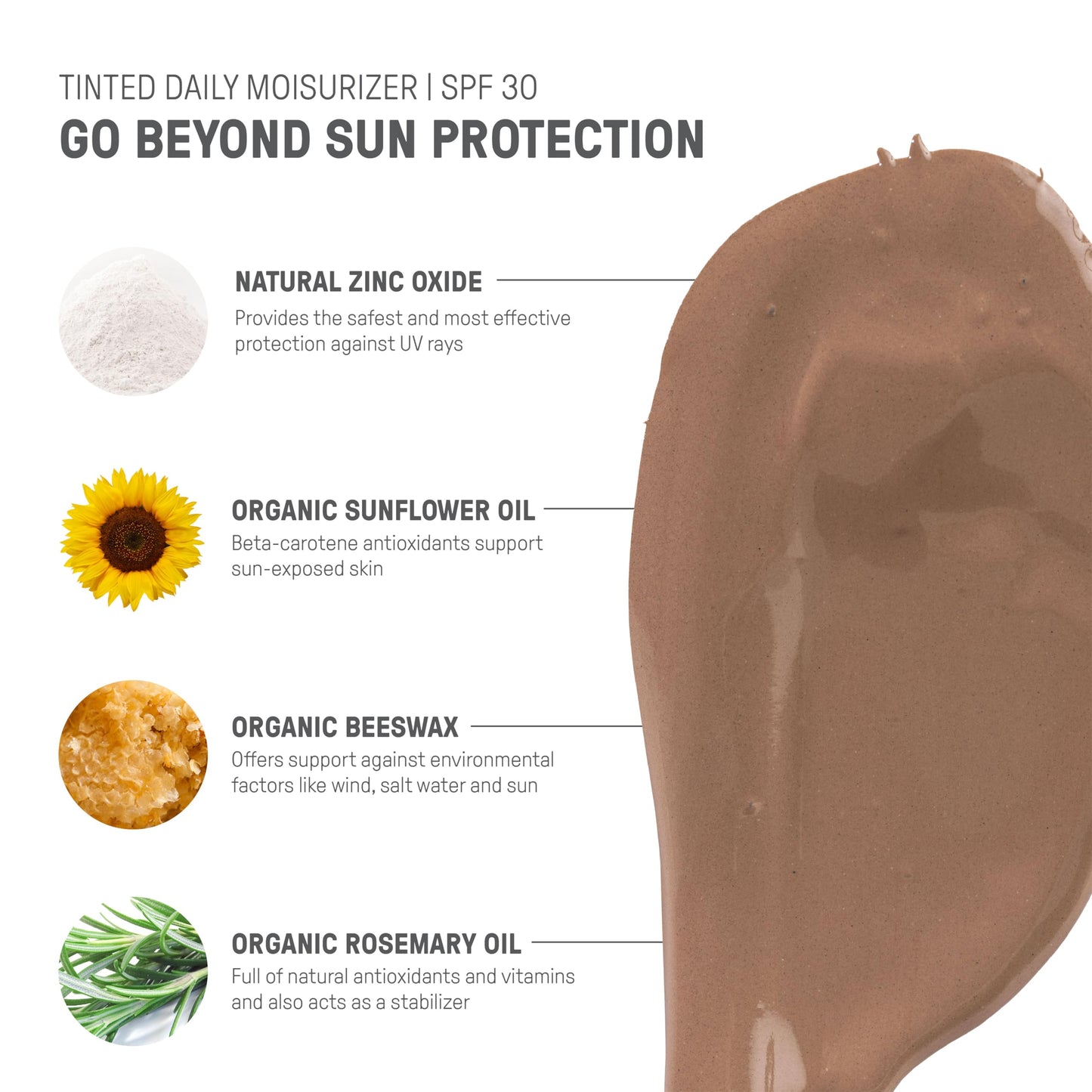 Raw Elements Tinted Daily Face Moisturizer All-Natural Mineral Sunscreen | Non-Nano Zinc Oxide, 95% Organic, Reef Safe, SPF 30, in Bio-Resin Tube