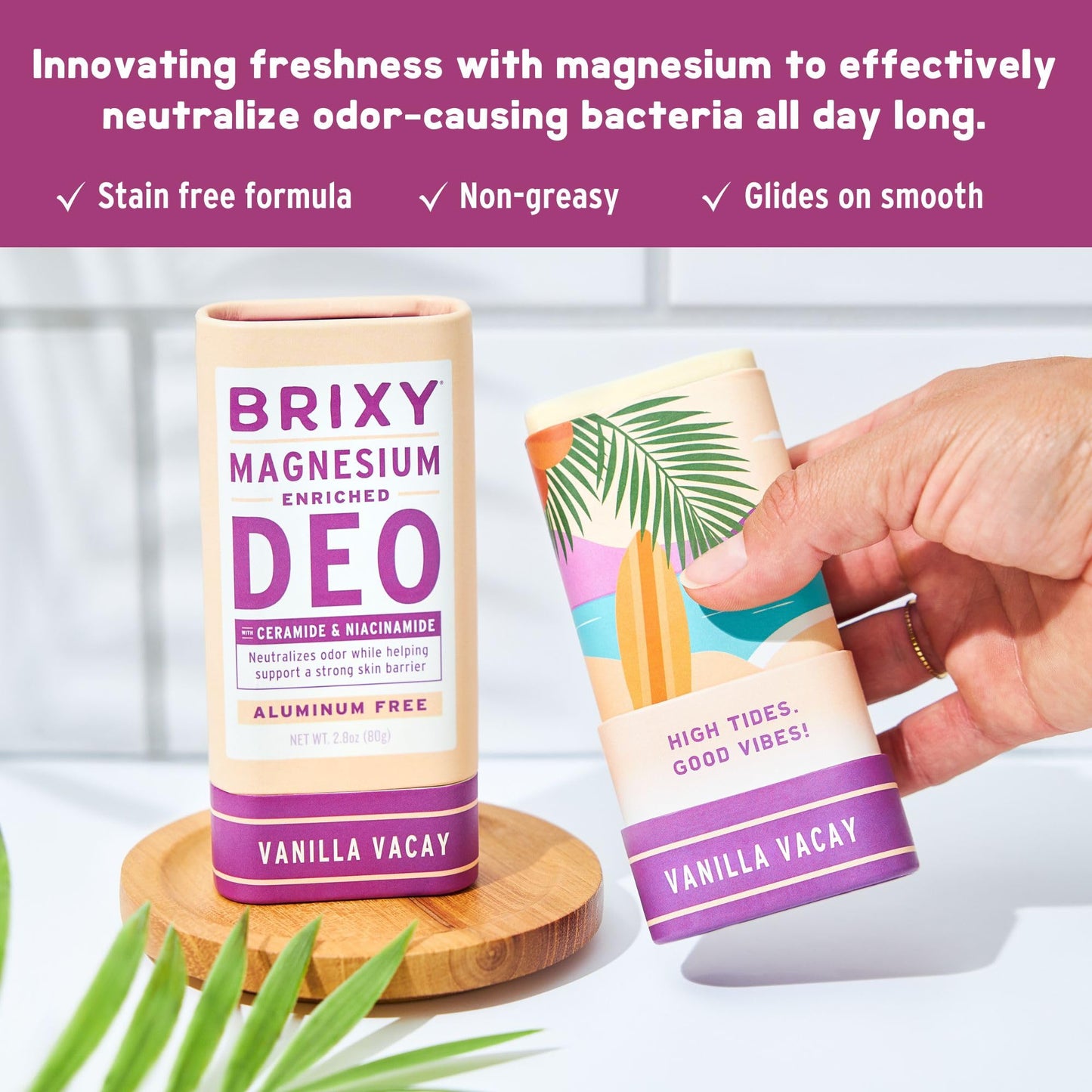 BRIXY Magnesium Deodorant, Effective Odor Control With Ceramide & Niacinamide For Skin Health, Aluminum Free, Baking Soda Free, Sensitive Skin Beauty and Personal Care BRIXY