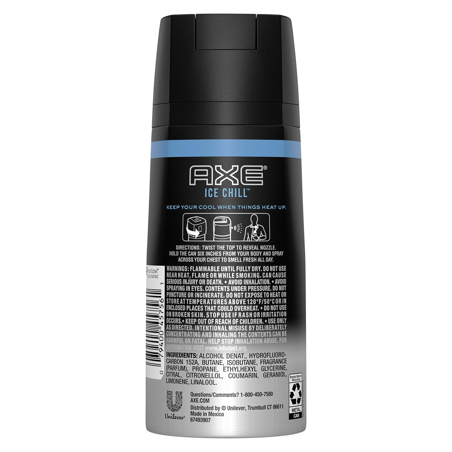 Axe Deodorant Body Spray - Ice Chill - Frozen Lemon & Eucalyptus - Net Wt. 4 OZ (113 g) Per Can - Pack of 2 Cans Beauty and Personal Care Axe