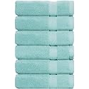 BY LORA Terry Cotton Towel Hand Towels, Nautical Teal, Set of 6