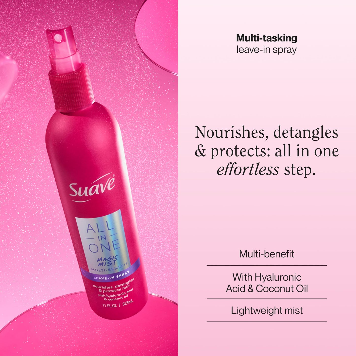 Suave All In One Magic Mist Leave In Spray For Women, Detangles, Hydrates & Refreshes Hair, Boosts Shine, Controls Frizz, Scented, All Hair Types, 11 Beauty & Personal Care Suave