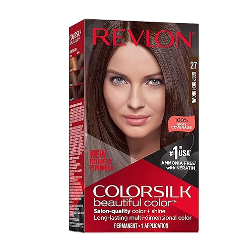 Revlon Colorsilk Beautiful Color Permanent Hair Color, Long-Lasting High-Definition Color, Shine & Silky Softness with 100% Gray Coverage, Ammonia